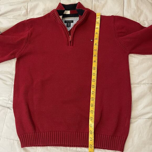 Tommy Hilfiger Sweater Youth Size XL 20 Red 1/4 Zip Pullover 100% Cotton Preppy - Picture 6 of 8